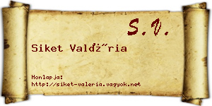 Siket Valéria névjegykártya